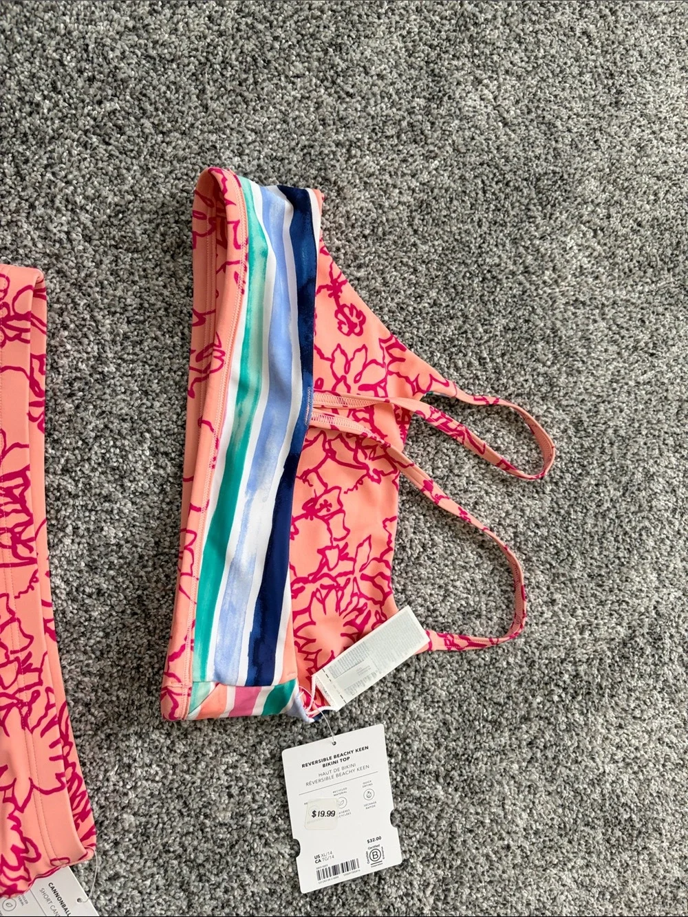 Athleta Girl Peach and Hot Pink Floral Sports Bra & Shorts Set
